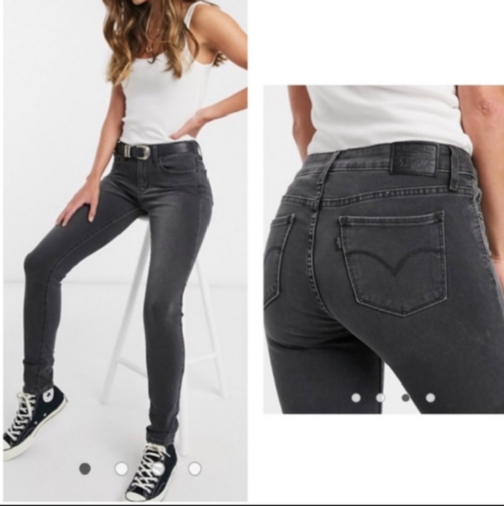 Levi’s 711 skinny jeans in black dove / charcoal gray size 27